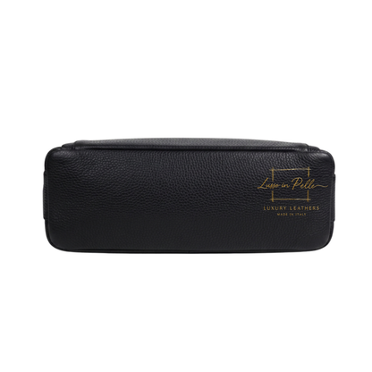 Italian Genuine Leather Multi Compartment Crossbody Bag with Front Zip Pocket