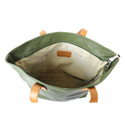 The Essential Tote (Handmade Italian Leather Shoulder Bag Tan Handle)