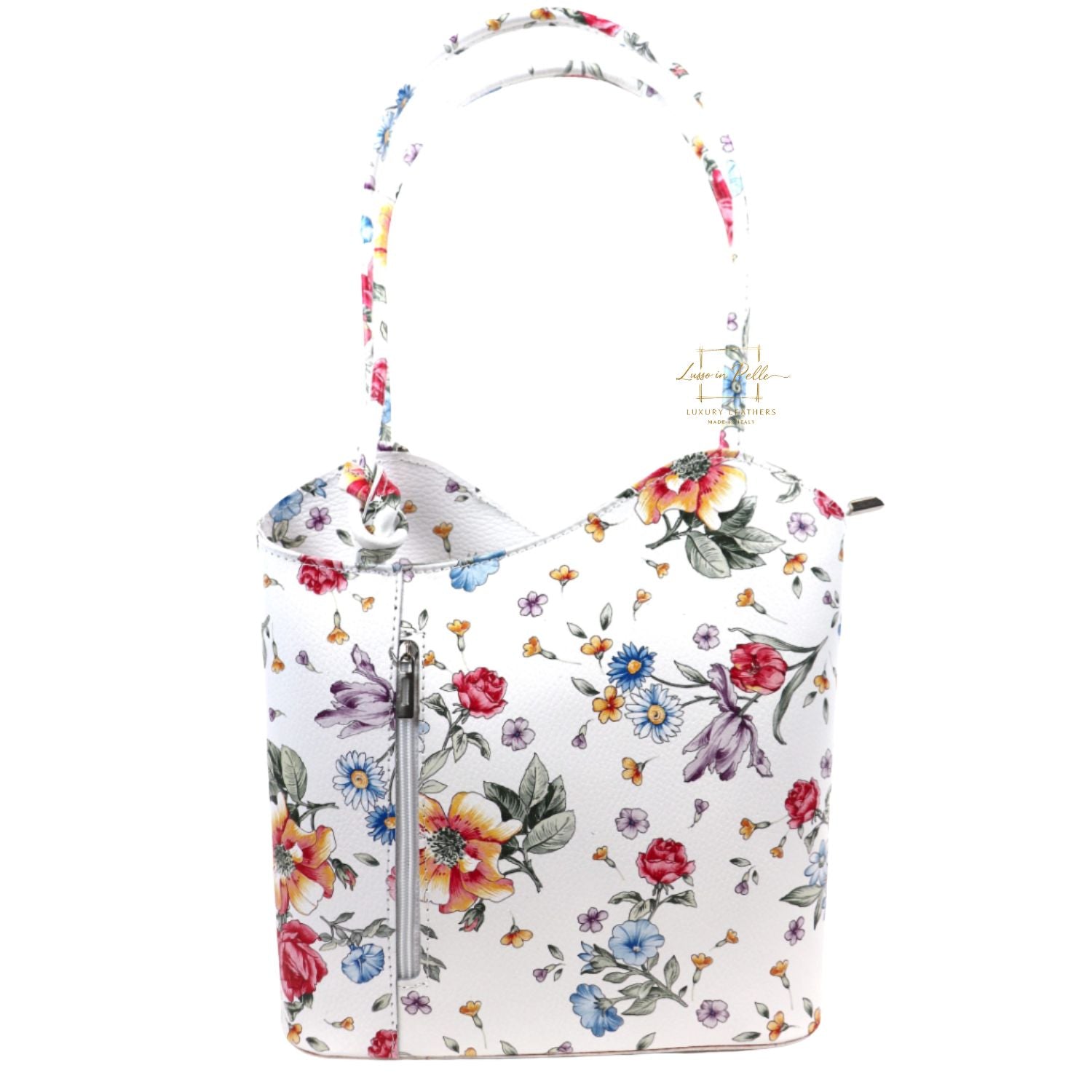 flower backpack and shoulder bag , genuine leather backpack bag