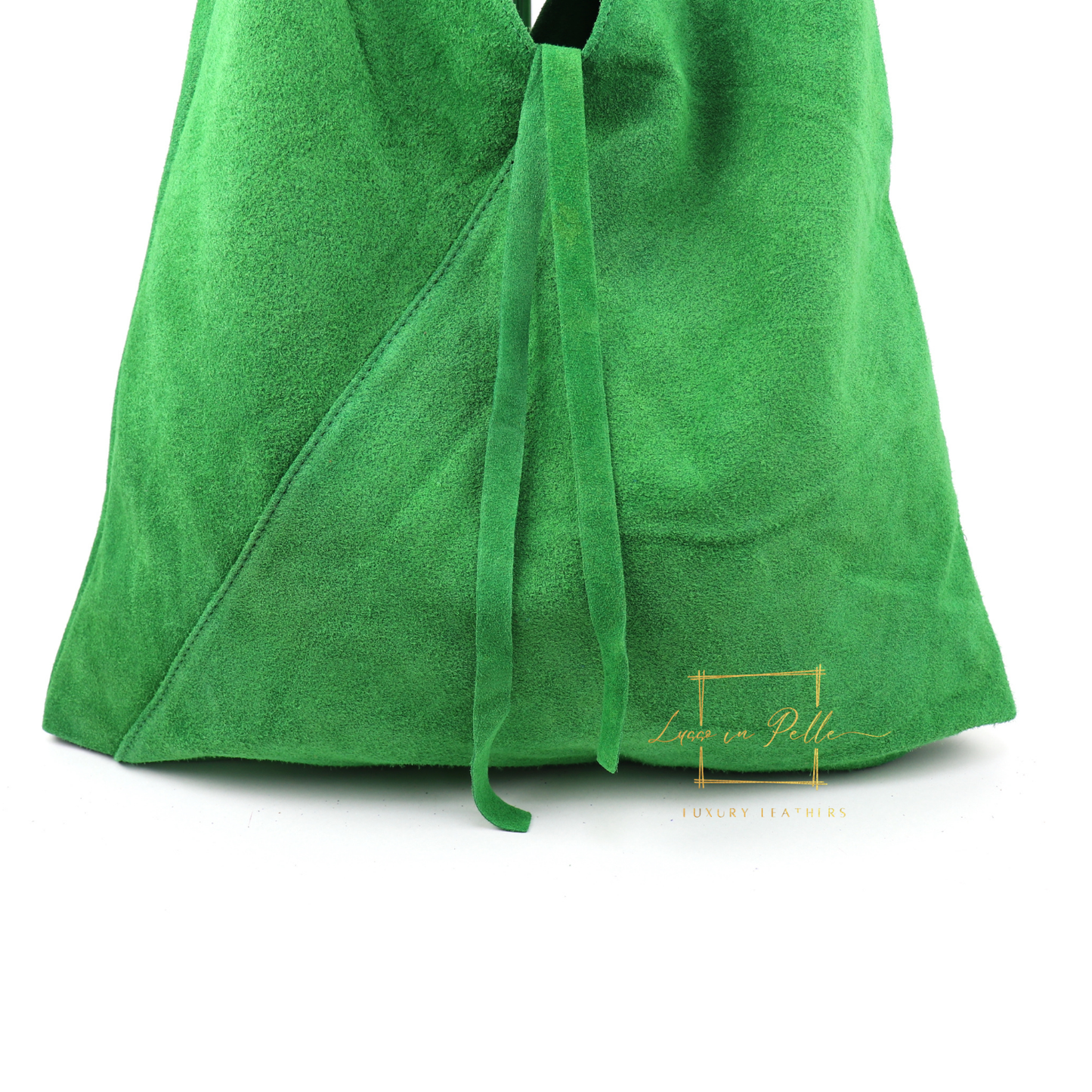 Milano Italian Suede Slouch Hobo Bag with Tan Leather Handle