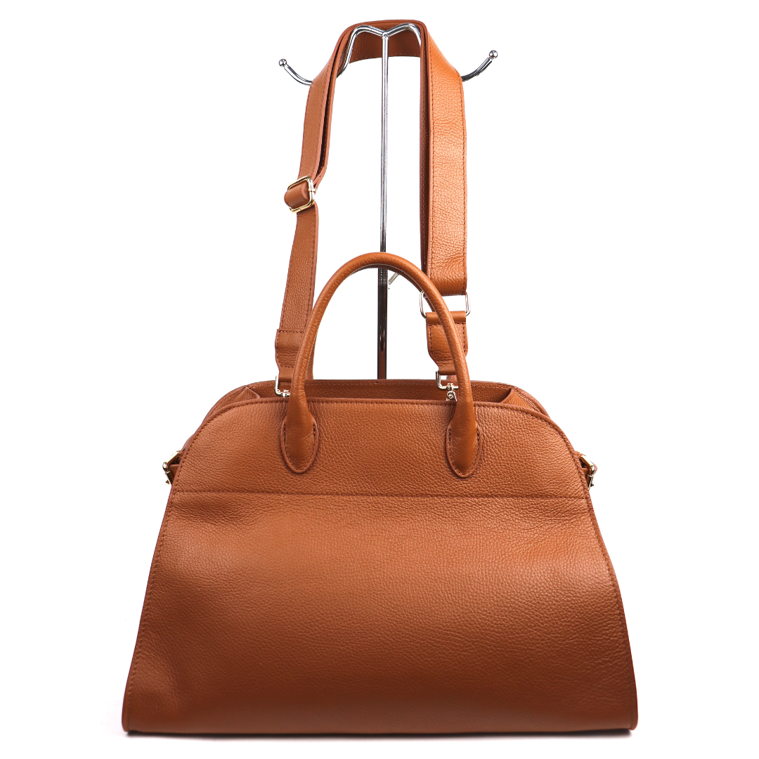 Large Buckled Leather Tote Bag