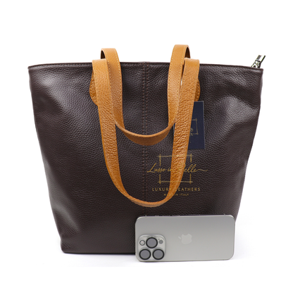The Essential Tote (Handmade Italian Leather Shoulder Bag Tan Handle)