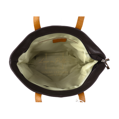 The Essential Tote (Handmade Italian Leather Shoulder Bag Tan Handle)