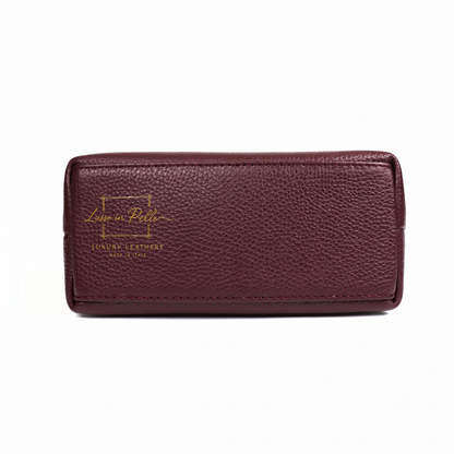 Italian Genuine Leather Mini Grab Bag with Detachable Crossbody Strap