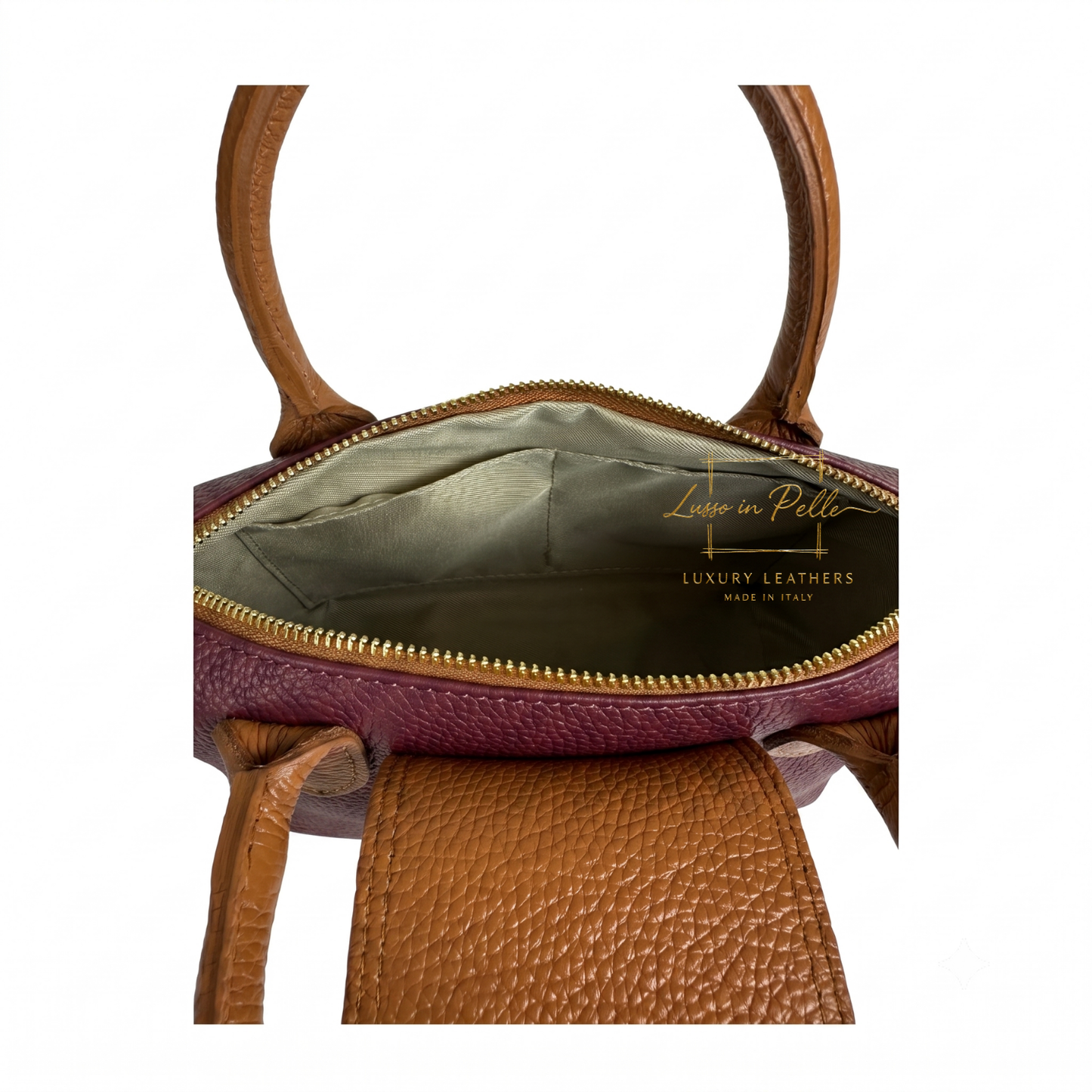 Italian Genuine Leather Mini Grab Bag with Detachable Crossbody Strap