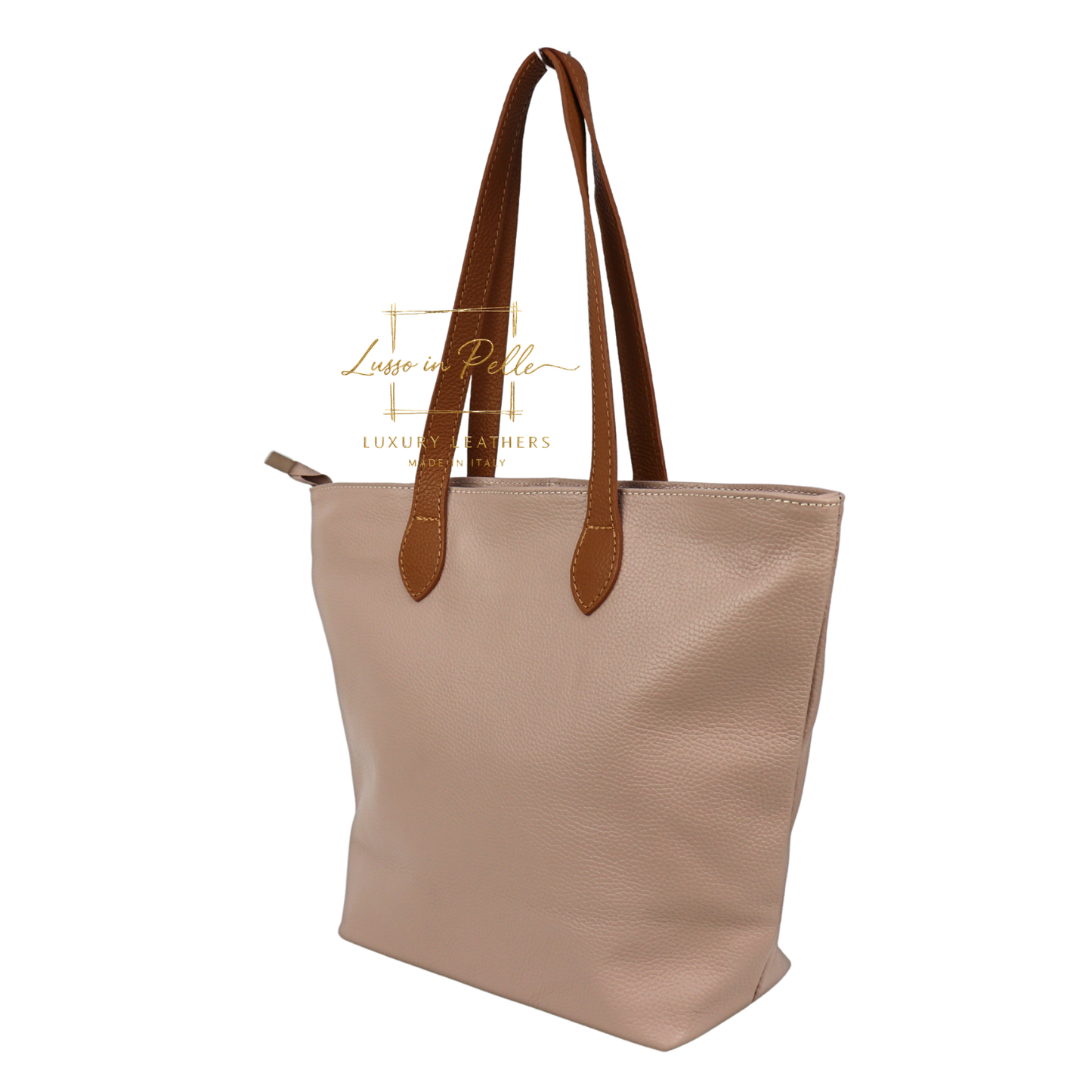 The Essential Tote (Handmade Italian Leather Shoulder Bag Tan Handle)