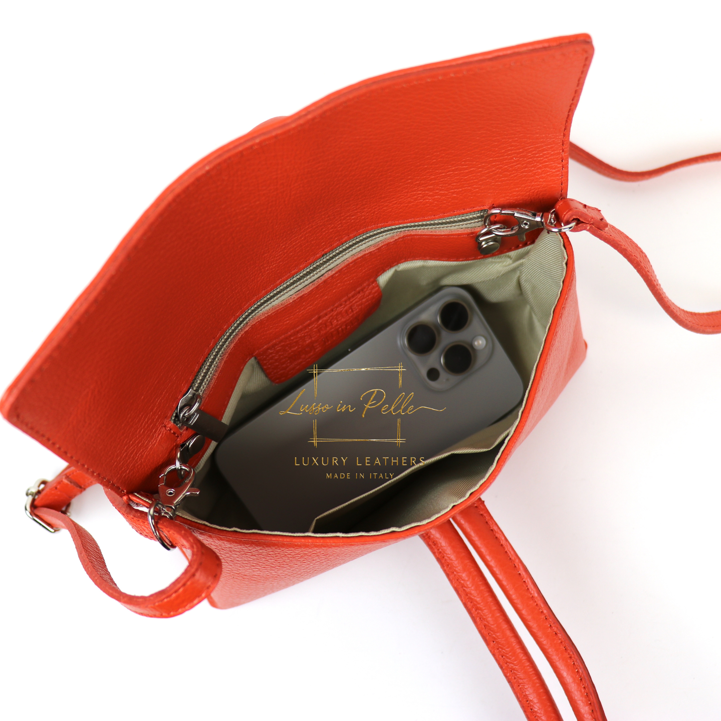 Rose Italian Leather Versatile Leather Bag - Wrist Bag - Clutch Bag
