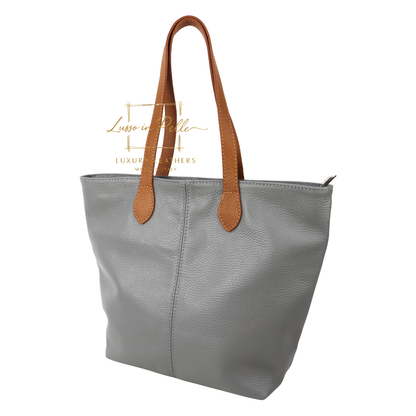 The Essential Tote (Handmade Italian Leather Shoulder Bag Tan Handle)