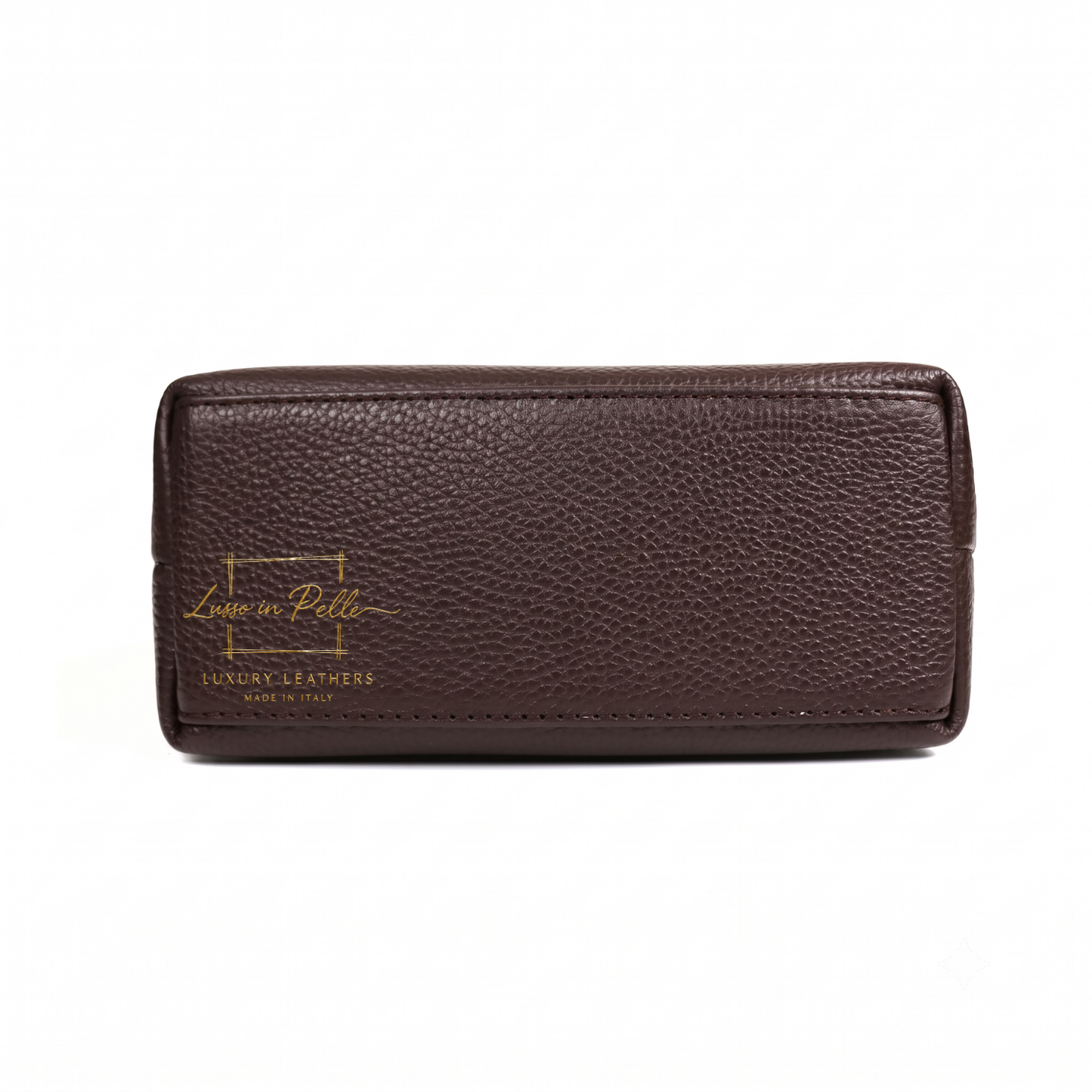 Italian Genuine Leather Mini Grab Bag with Detachable Crossbody Strap