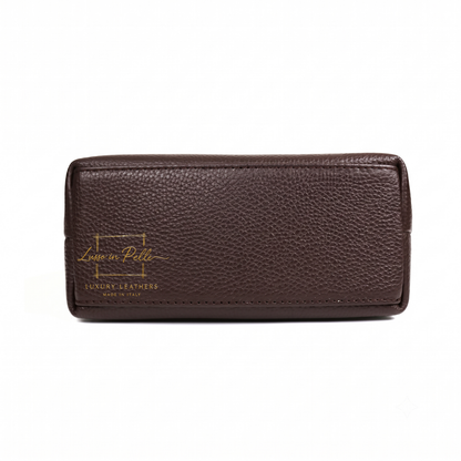 Italian Genuine Leather Mini Grab Bag with Detachable Crossbody Strap