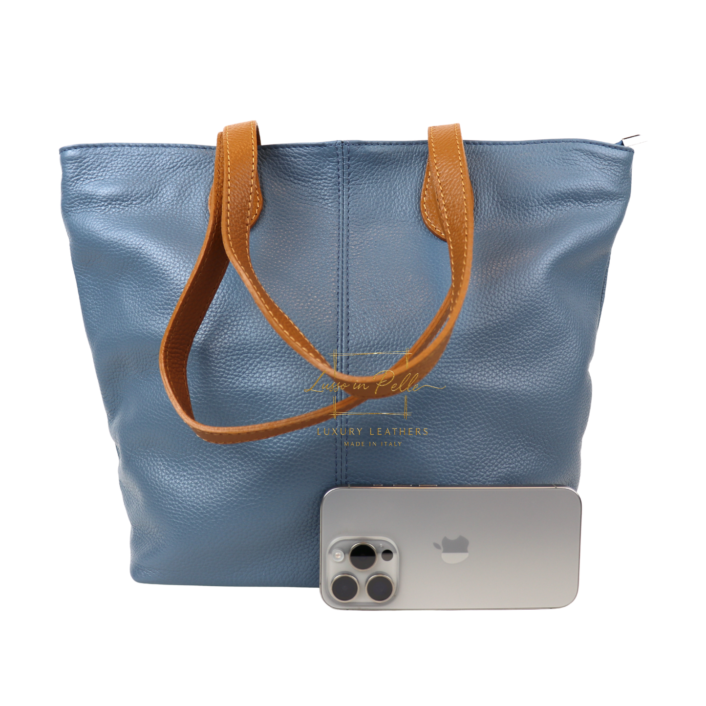 The Essential Tote (Handmade Italian Leather Shoulder Bag Tan Handle)