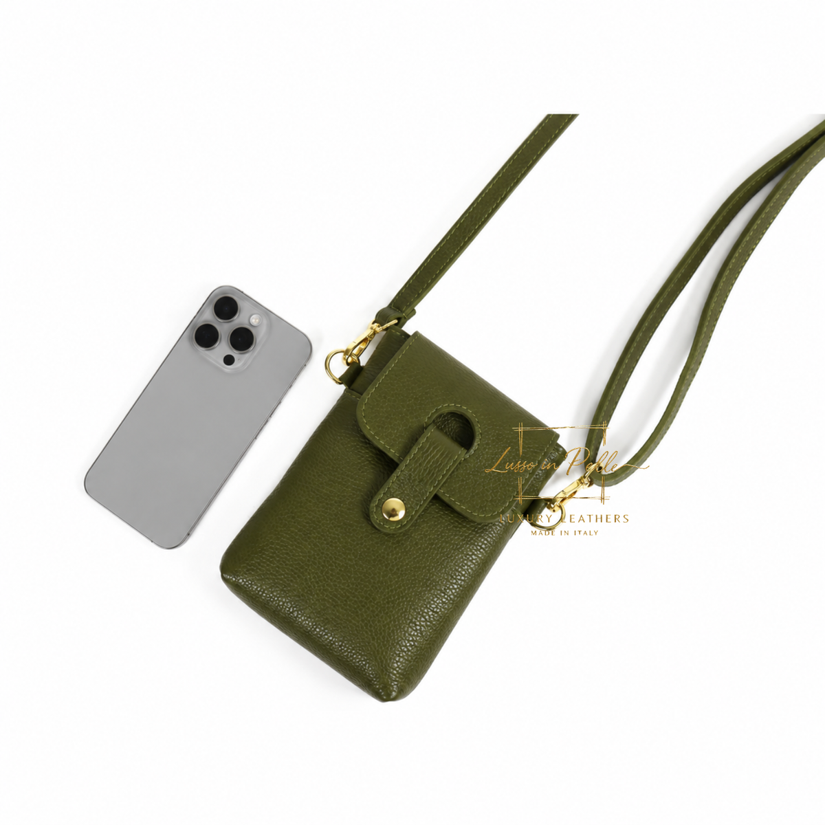 Genuine Leather Compact Phone Crossbody Bag