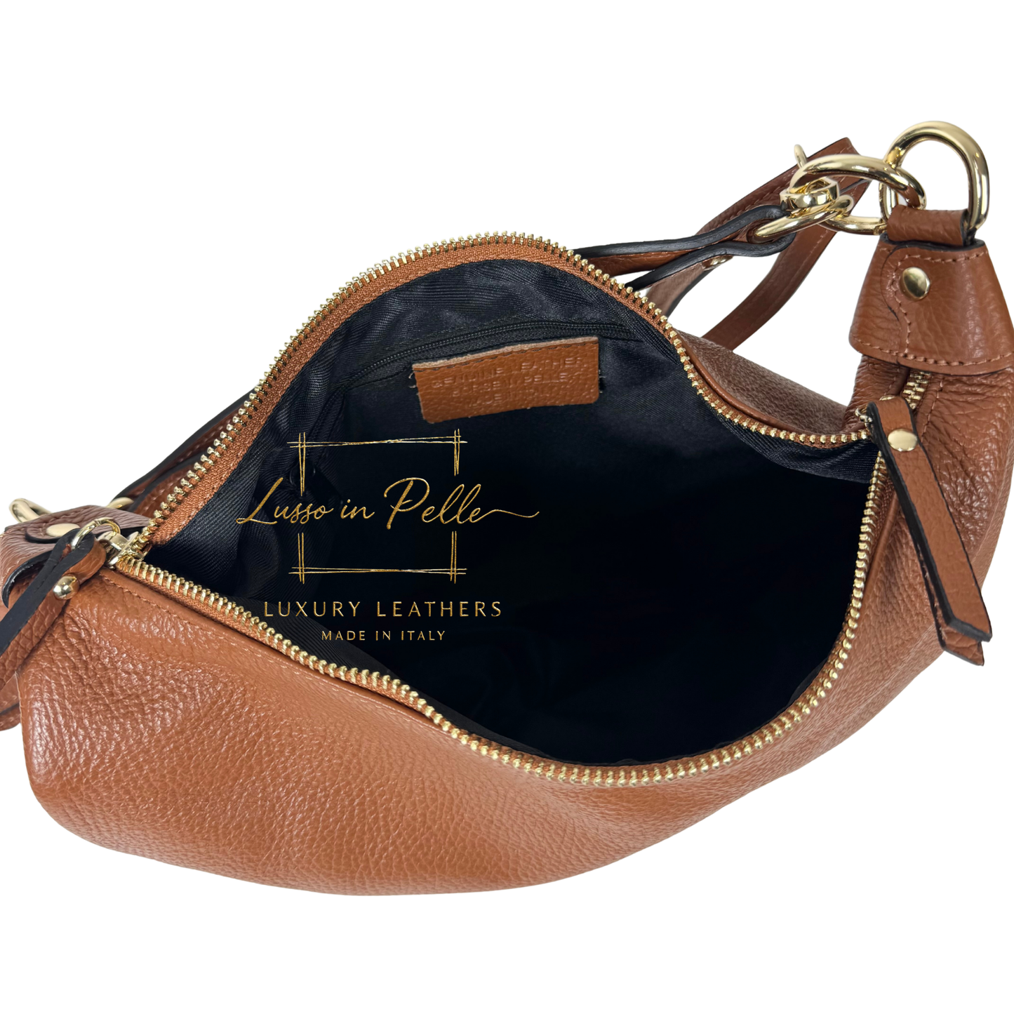 Grain Leather Half Moon Shoulder & Crossbody Bag
