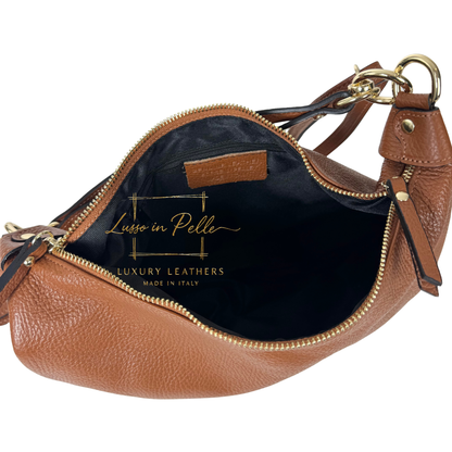 Grain Leather Half Moon Shoulder & Crossbody Bag
