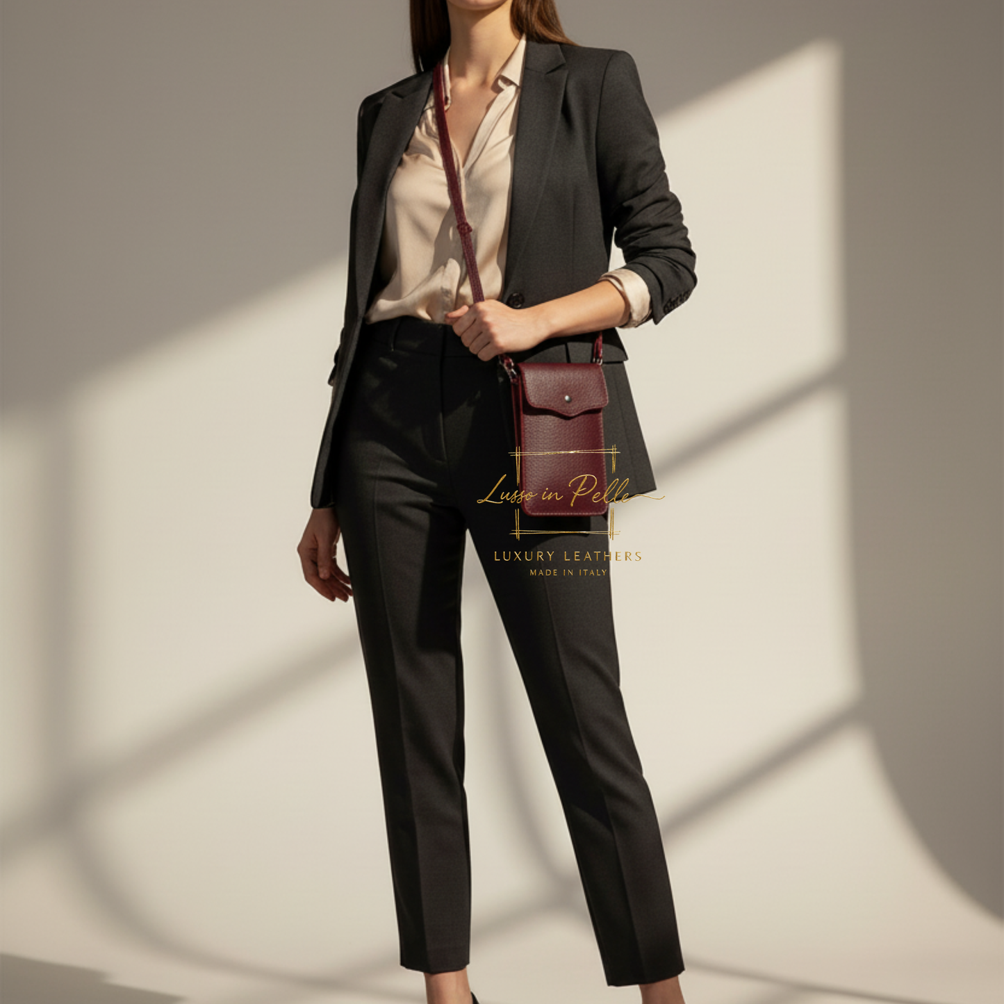 Minimalist Genuine Leather Crossbody Phone Bag