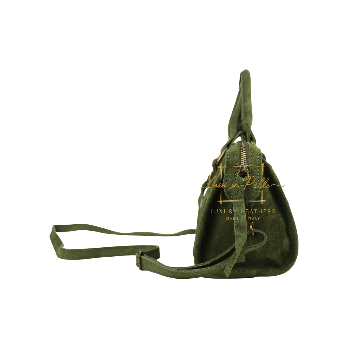 Small Suede Top Handle Crossbody Bag – Soft Genuine Leather Handbag with Detachable Strap