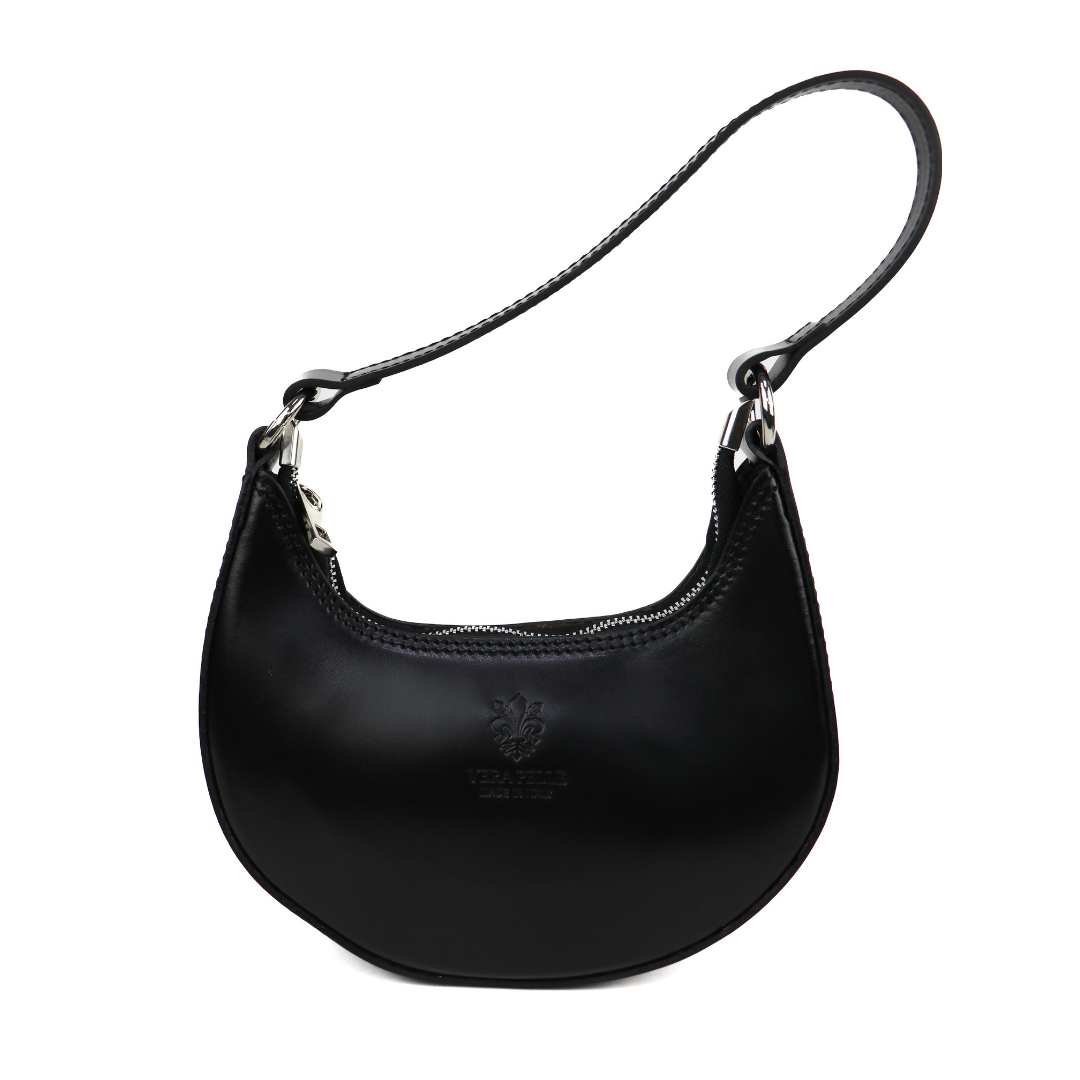 Small Shoulder Bag with Detachable Straps - Lussoinpelle Black Shoulder Bag