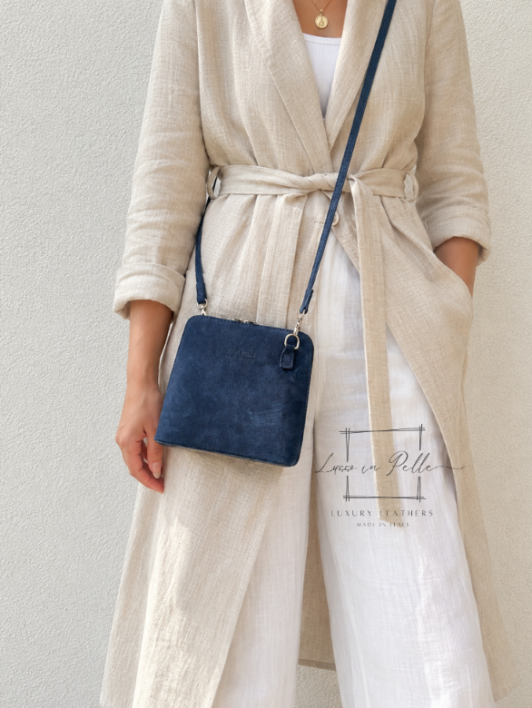 Ella Small Square Suede Crossbody Bag with Detachable Straps
