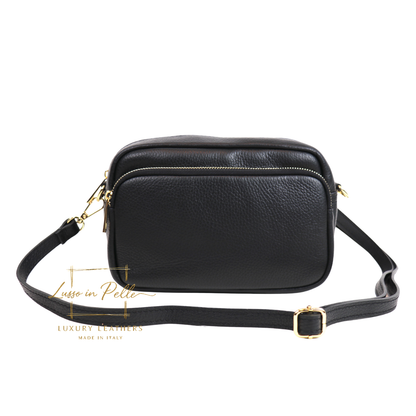 Double Zip Genuine Italian Leather Handbag