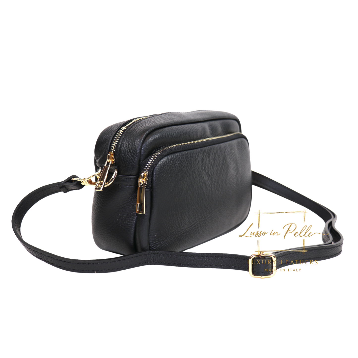 Double Zip Genuine Italian Leather Handbag