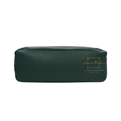 Italian Genuine Leather Multi Compartment Crossbody Bag with Front Zip Pocket