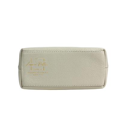 Italian Genuine Leather Mini Grab Bag with Detachable Crossbody Strap