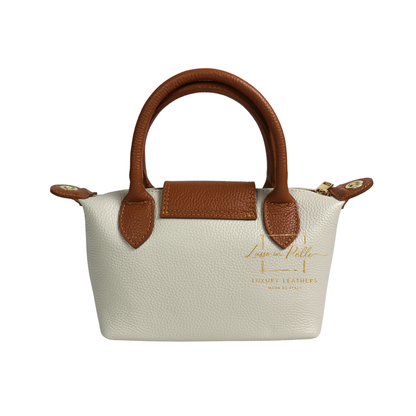 Italian Genuine Leather Mini Grab Bag with Detachable Crossbody Strap