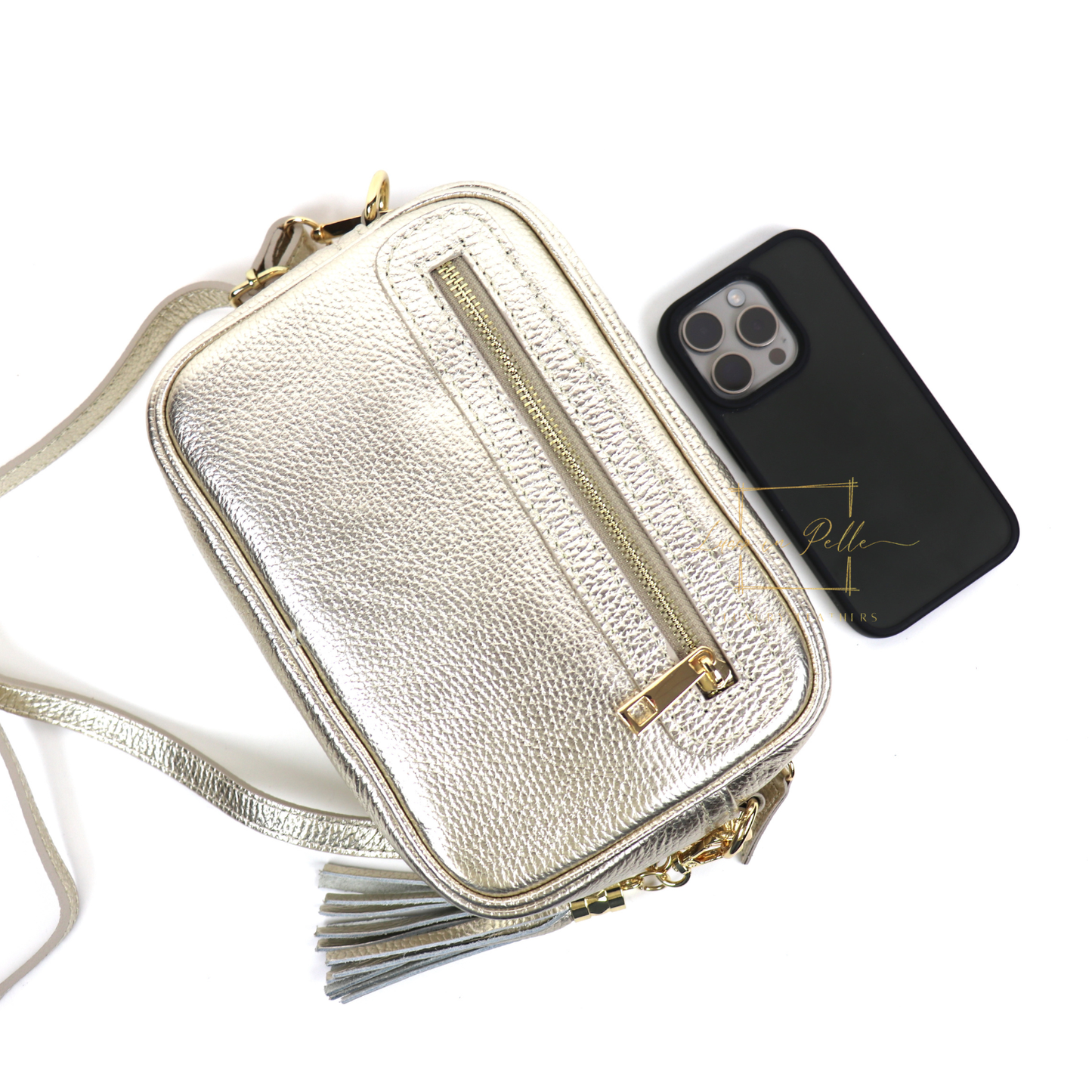 Bella Genuine Italian Pebbled Leather Box Bag