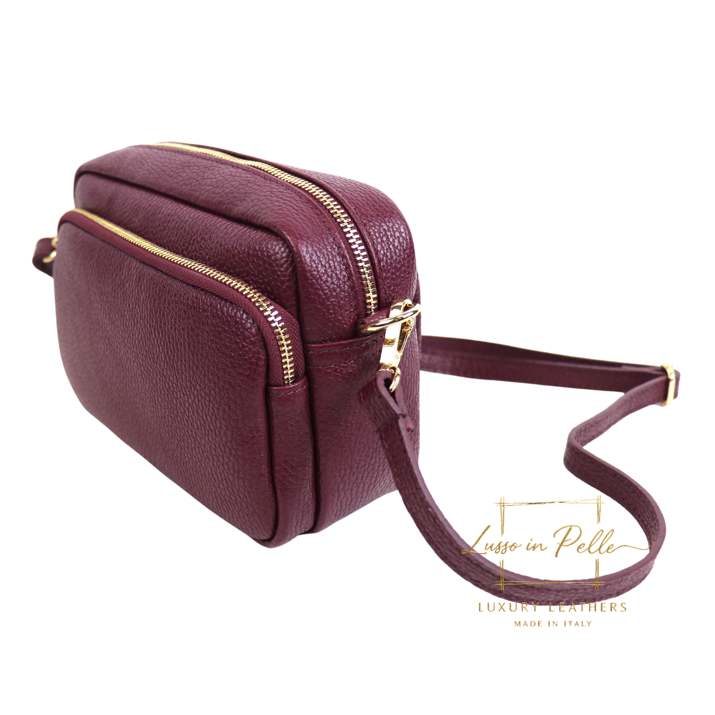 Double Zip Genuine Italian Leather Handbag