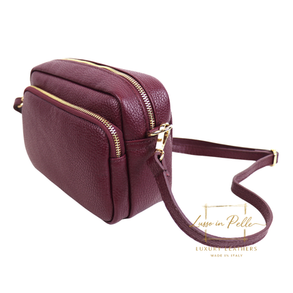 Double Zip Genuine Italian Leather Handbag