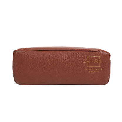 Italian Genuine Leather Multi Compartment Crossbody Bag with Front Zip Pocket