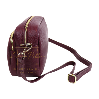 Double Zip Genuine Italian Leather Handbag