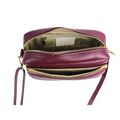 Double Zip Genuine Italian Leather Handbag