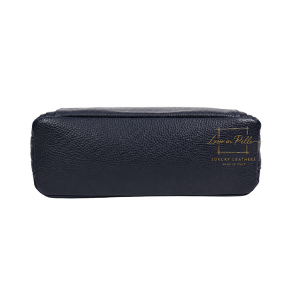 Italian Genuine Leather Multi Compartment Crossbody Bag with Front Zip Pocket
