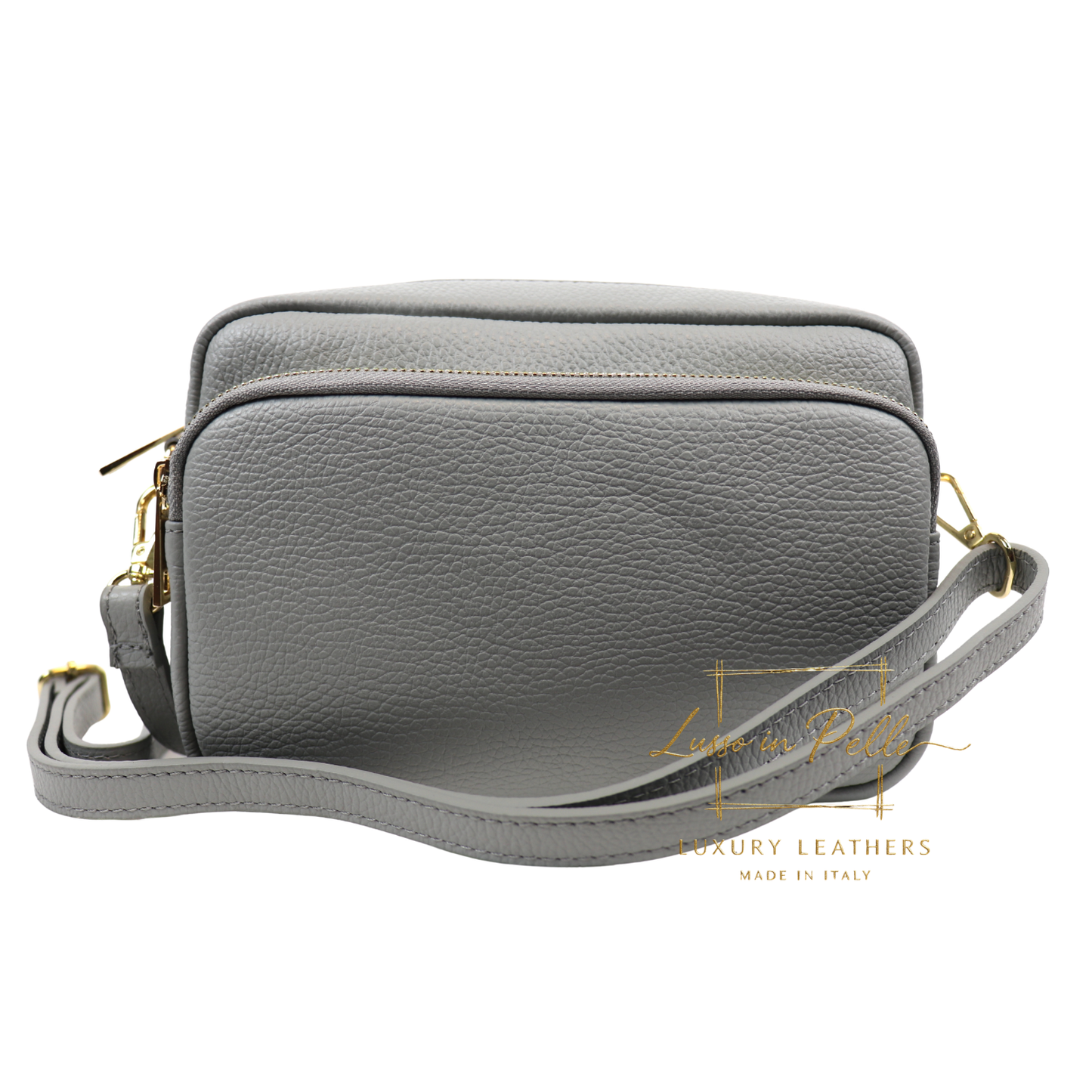 Double Zip Genuine Italian Leather Handbag