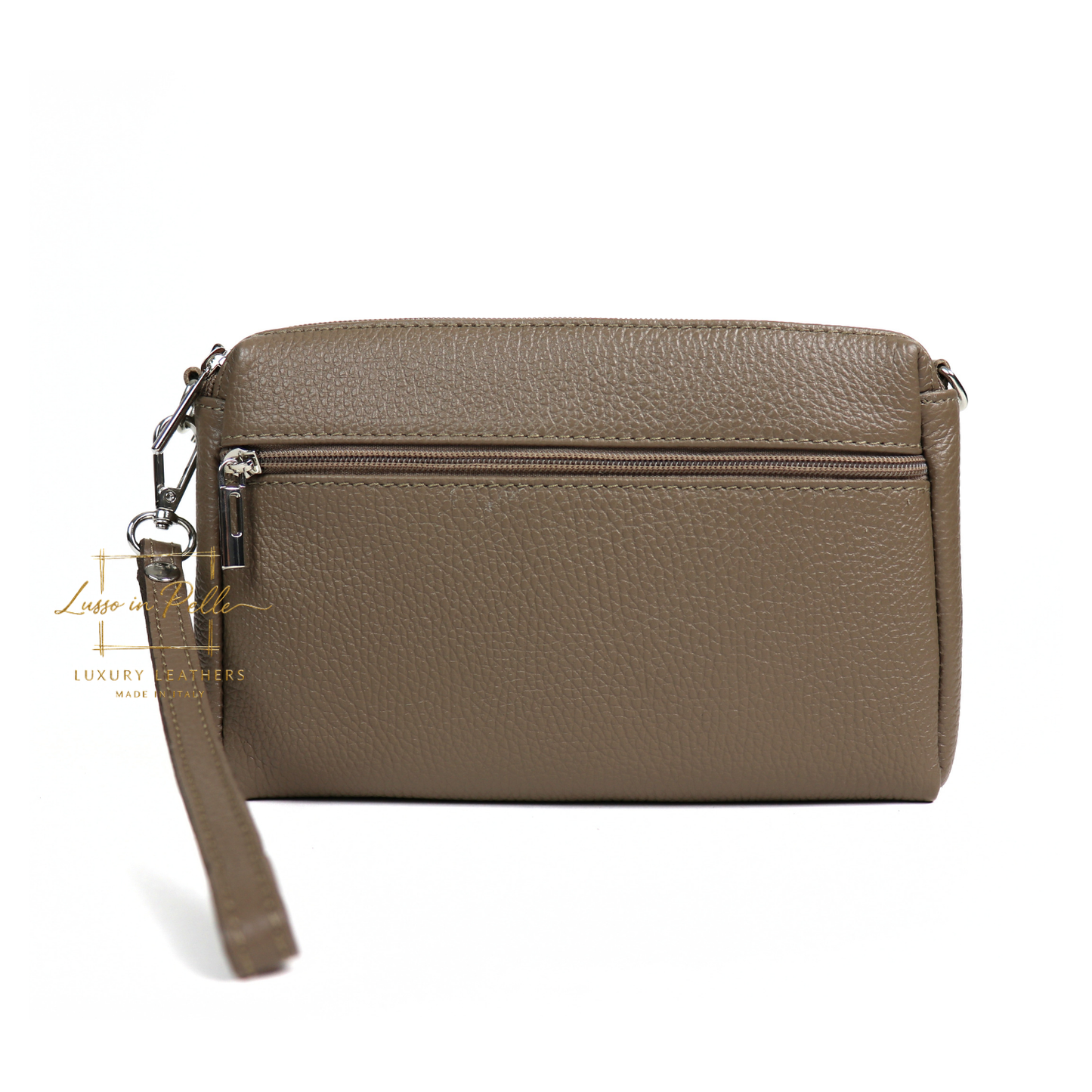 Italian Genuine Leather Multi Zip Crossbody Shoulder Bag