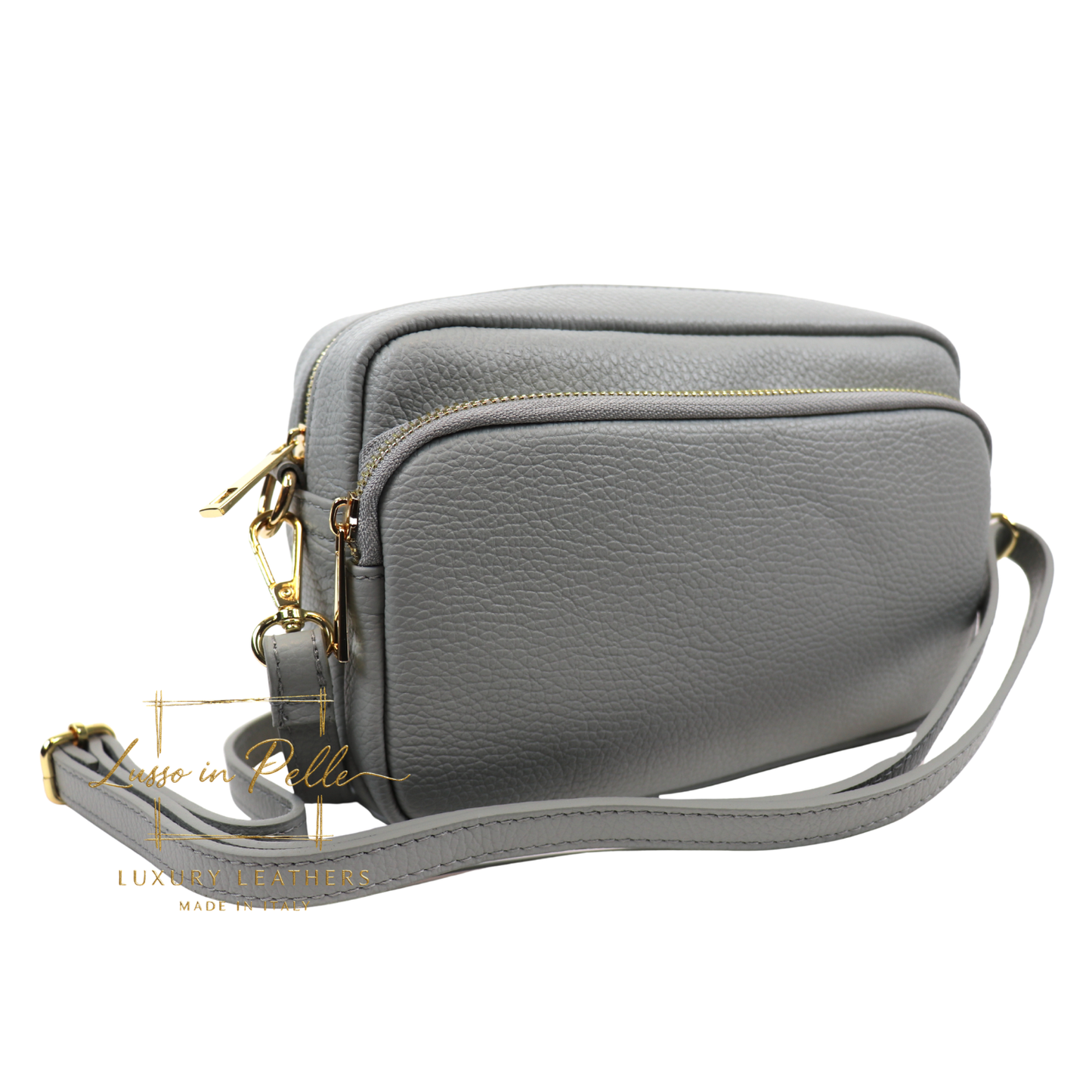Double Zip Genuine Italian Leather Handbag