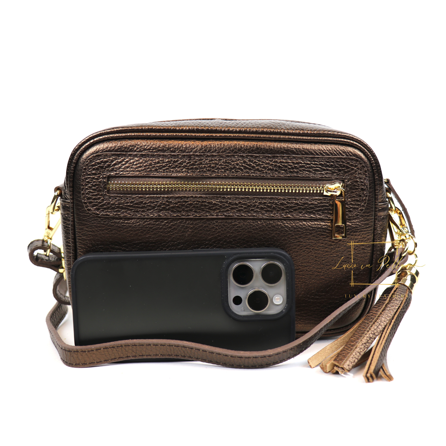 Bella Genuine Italian Pebbled Leather Box Bag