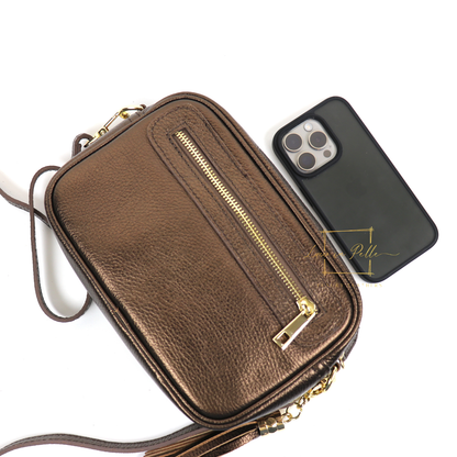Bella Genuine Italian Pebbled Leather Box Bag