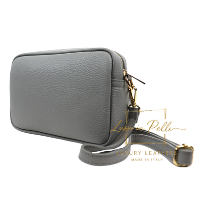Double Zip Genuine Italian Leather Handbag
