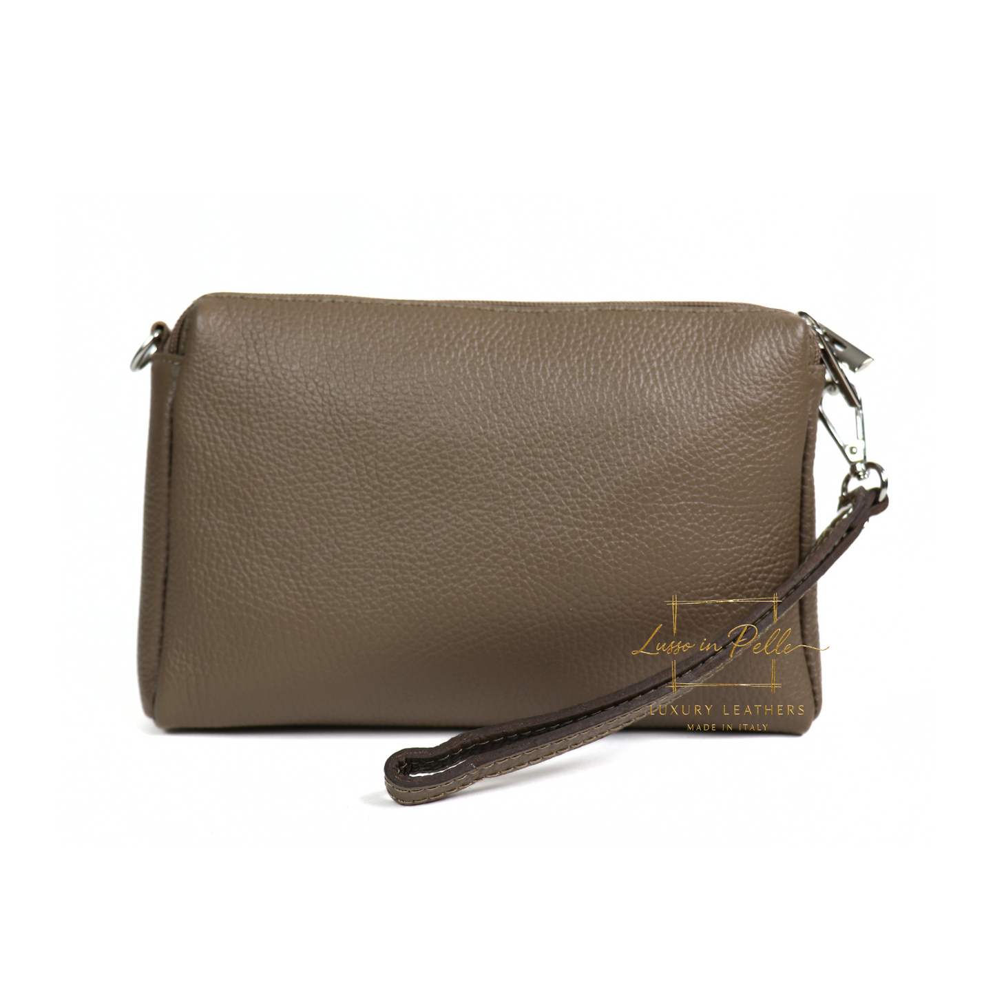 Italian Genuine Leather Multi Zip Crossbody Shoulder Bag