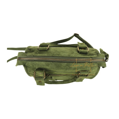 Small Suede Top Handle Crossbody Bag – Soft Genuine Leather Handbag with Detachable Strap