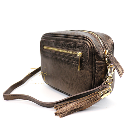 Bella Genuine Italian Pebbled Leather Box Bag