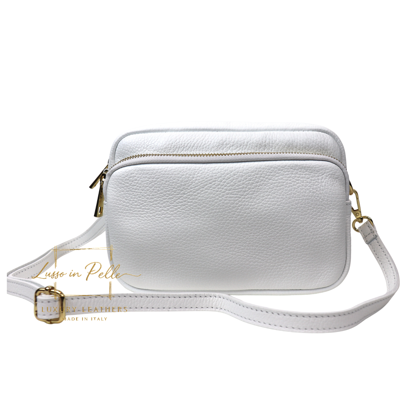 Double Zip Genuine Italian Leather Handbag