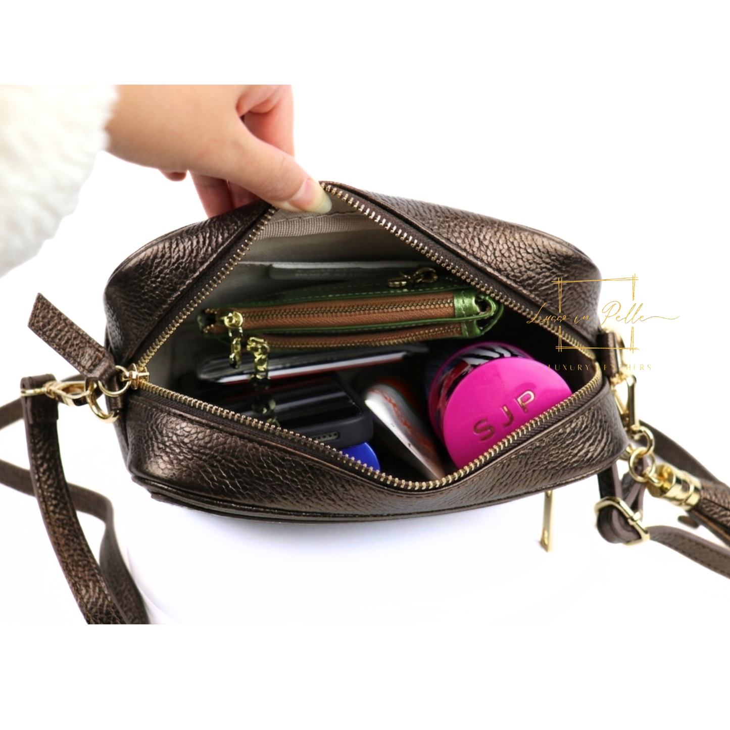 Bella Genuine Italian Pebbled Leather Box Bag