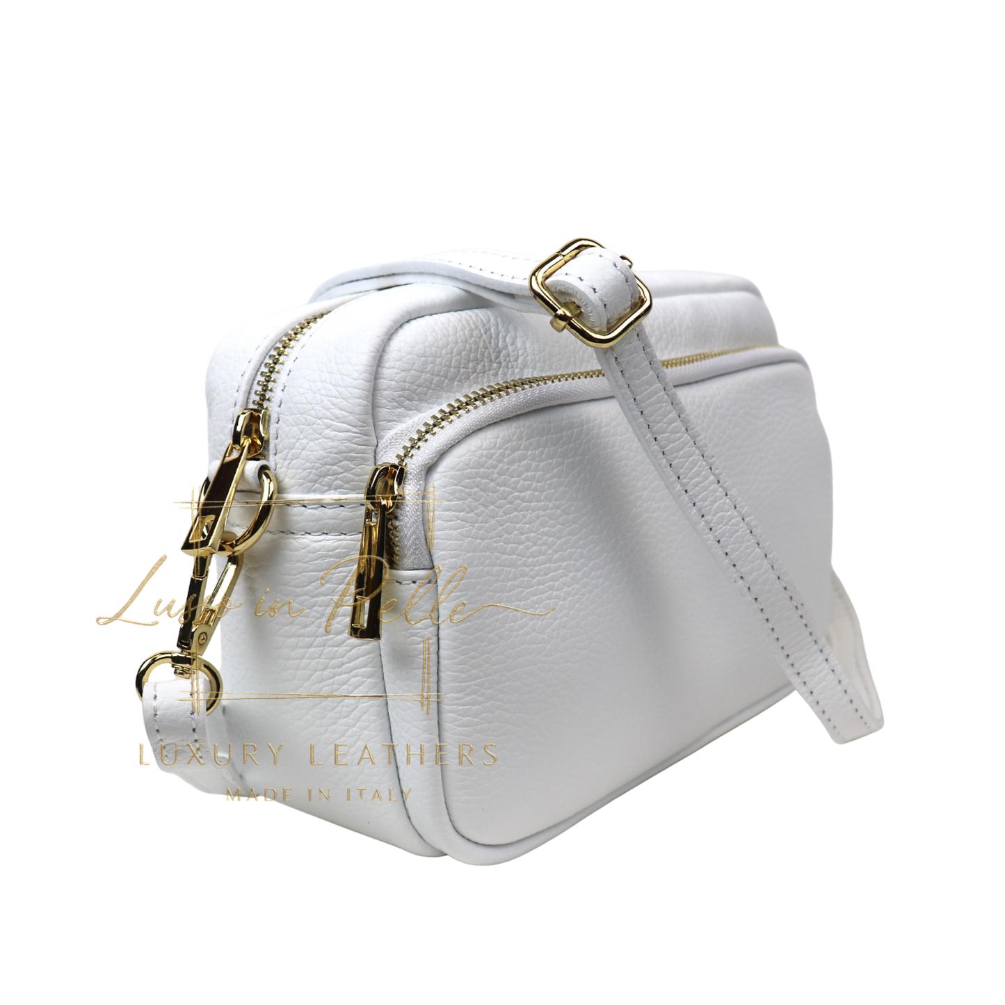 Double Zip Genuine Italian Leather Handbag