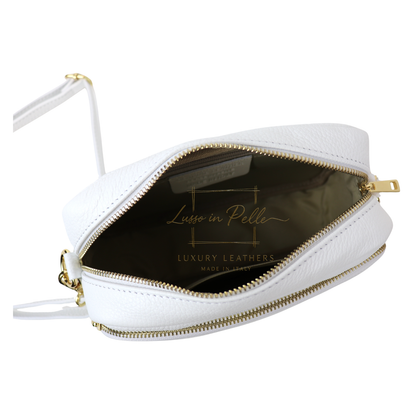Double Zip Genuine Italian Leather Handbag