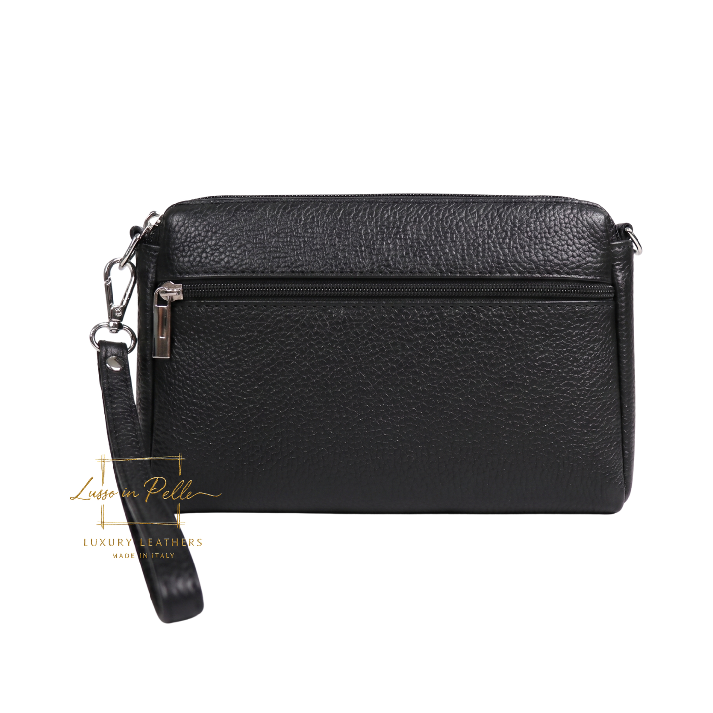 Italian Genuine Leather Multi Zip Crossbody Shoulder Bag