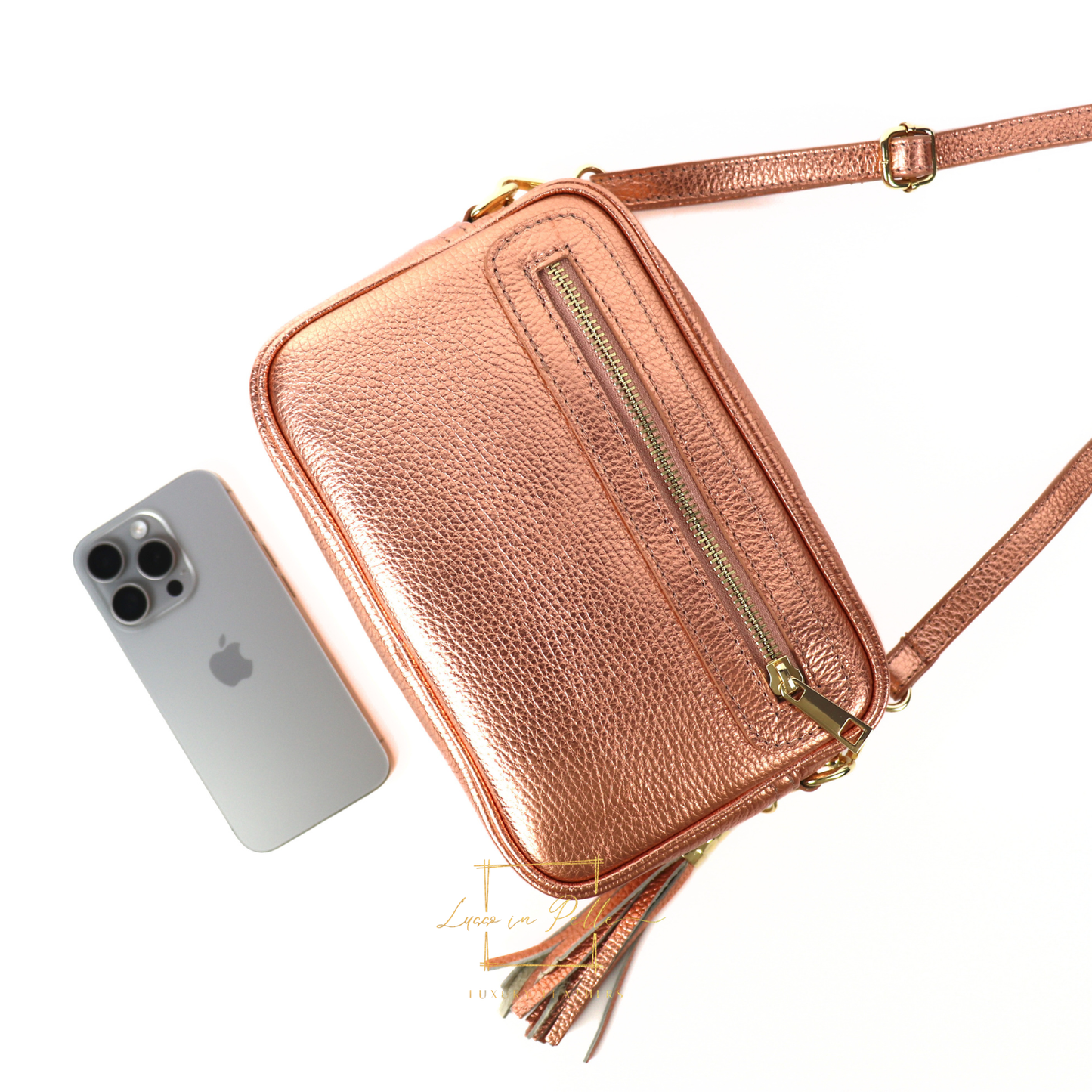 Bella Genuine Italian Pebbled Leather Box Bag