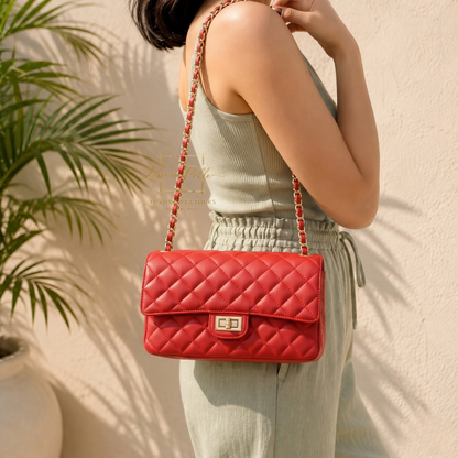 Large Quilted Italian Leather Handbag